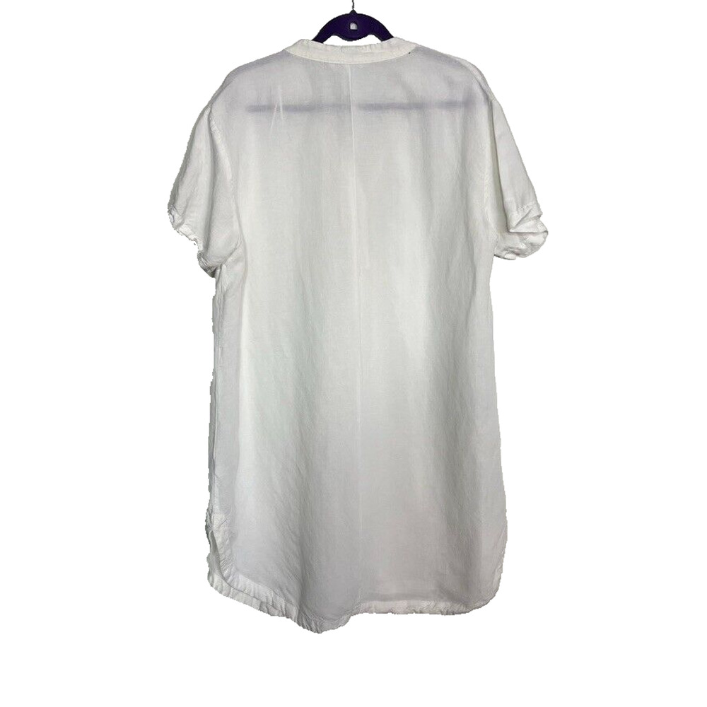 H&H Tunic Dress Womens Medium White V-Neck Linen Blend Curved Hem - Picture 2 of 10